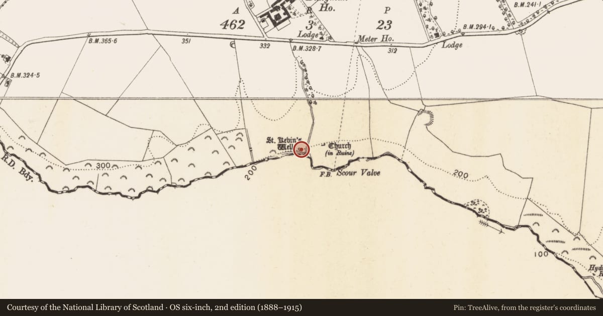 Ordnance Survey six-inch map, 2nd edition (1888–1915) covering the location of Ritual site - holy well, Ballyman, County Dublin, with a pin at the register's coordinates