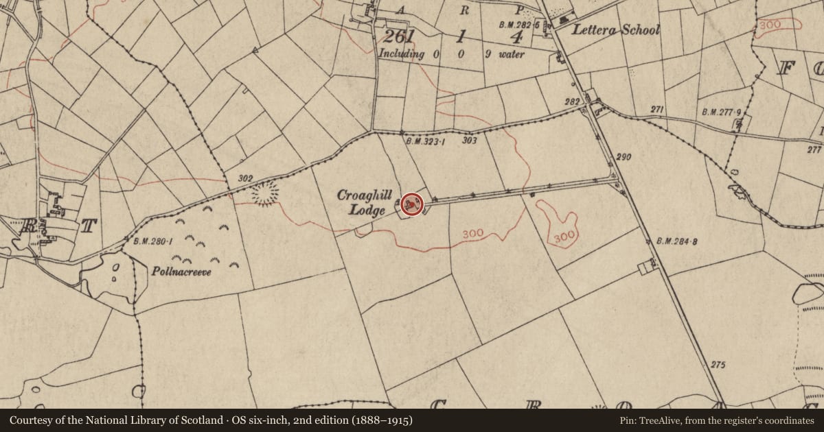 Ordnance Survey six-inch map, 2nd edition (1888–1915) covering the location of House - 18th/19th century, Croaghill, County Galway, with a pin at the register's coordinates