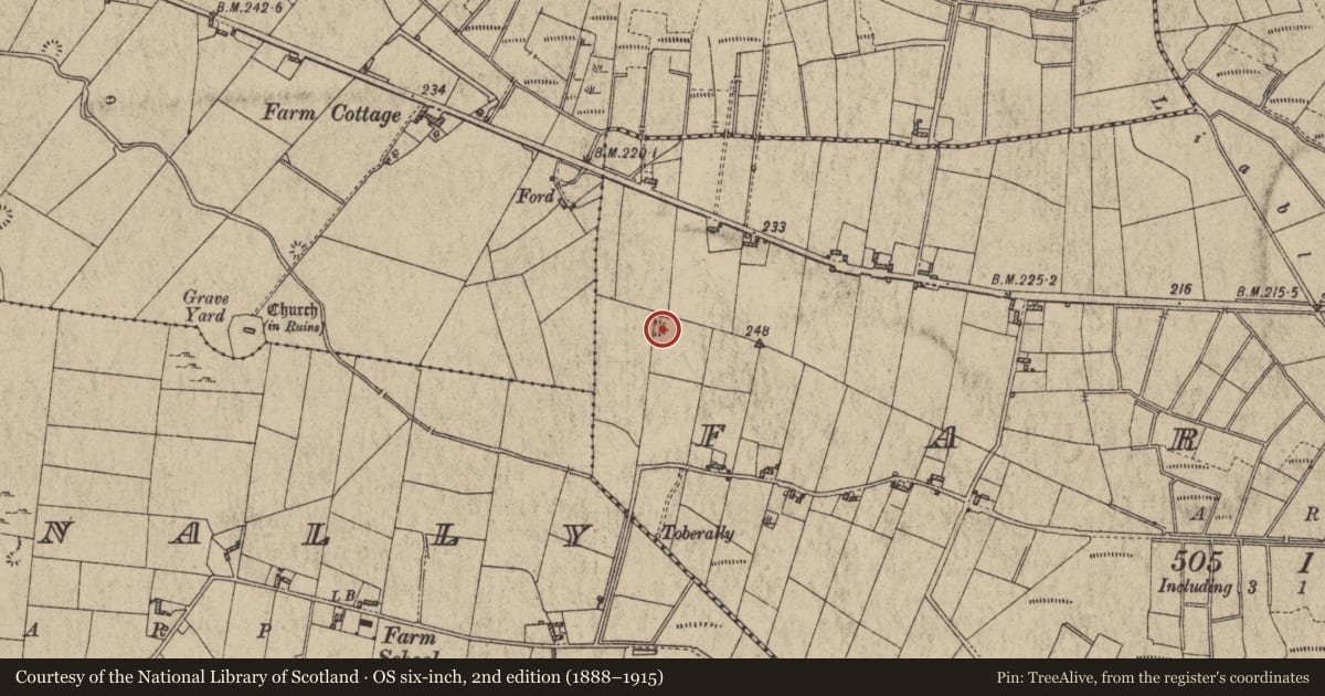 Ordnance Survey six-inch map, 2nd edition (1888–1915) covering the location of Quarry, Farm, County Galway, with a pin at the register's coordinates
