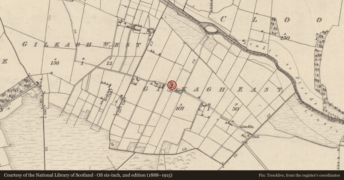 Ordnance Survey six-inch map, 2nd edition (1888–1915) covering the location of Quarry, Gilkagh East, County Galway, with a pin at the register's coordinates