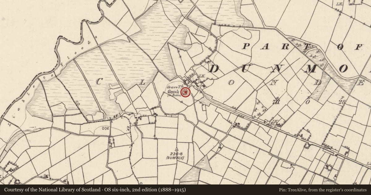 Ordnance Survey six-inch map, 2nd edition (1888–1915) covering the location of Church, Cloondergan, County Galway, with a pin at the register's coordinates