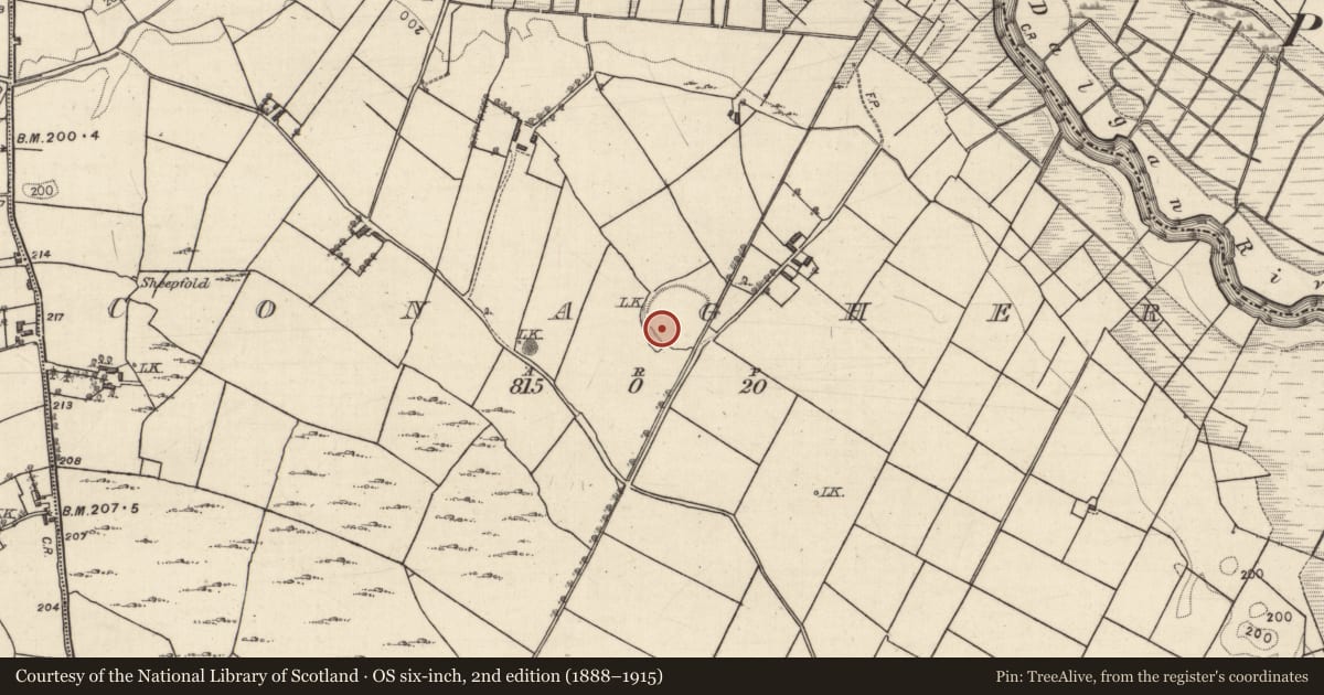 Ordnance Survey six-inch map, 2nd edition (1888–1915) covering the location of Souterrain, Conagher, County Galway, with a pin at the register's coordinates