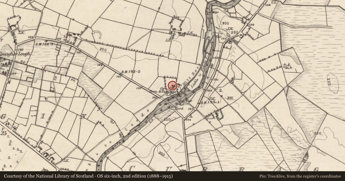 Ordnance Survey six-inch map, 2nd edition (1888–1915) covering the location of Mill - unclassified, Conagher, County Galway, with a pin at the register's coordinates