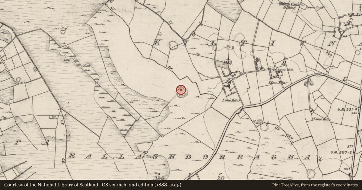 Ordnance Survey six-inch map, 2nd edition (1888–1915) covering the location of House - indeterminate date, Ballaghdorragha, County Galway, with a pin at the register's coordinates