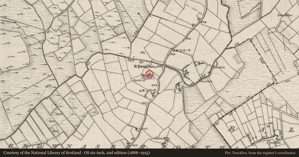 Ordnance Survey six-inch map, 2nd edition (1888–1915) covering the location of Church, Carrownaseer North, County Galway, with a pin at the register's coordinates