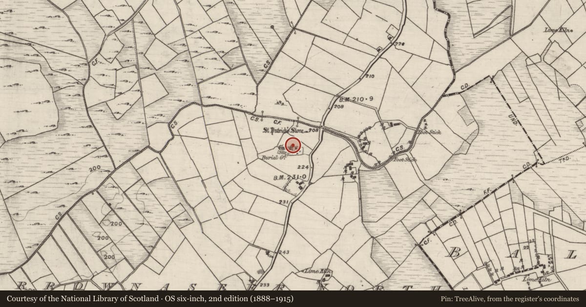 Ordnance Survey six-inch map, 2nd edition (1888–1915) covering the location of Graveyard, Carrownaseer North, County Galway, with a pin at the register's coordinates