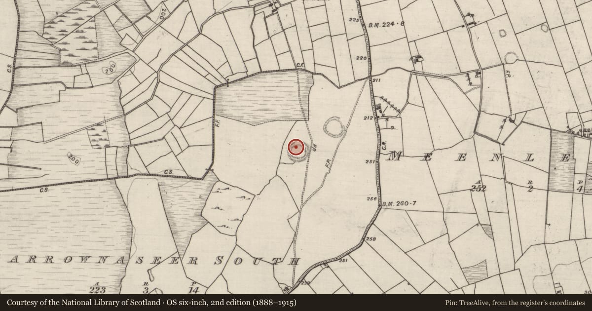 Ordnance Survey six-inch map, 2nd edition (1888–1915) covering the location of Ringfort - rath, Carrownaseer South, County Galway, with a pin at the register's coordinates