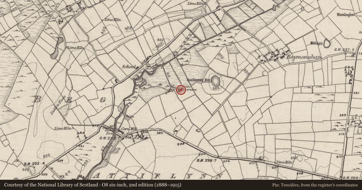 Ordnance Survey six-inch map, 2nd edition (1888–1915) covering the location of Well, Flaskagh More, County Galway, with a pin at the register's coordinates