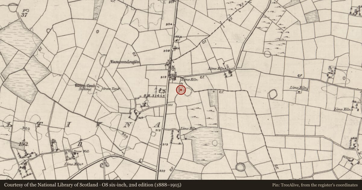 Ordnance Survey six-inch map, 2nd edition (1888–1915) covering the location of Enclosure, Kiltivna, Knockaunbrack, County Galway, with a pin at the register's coordinates