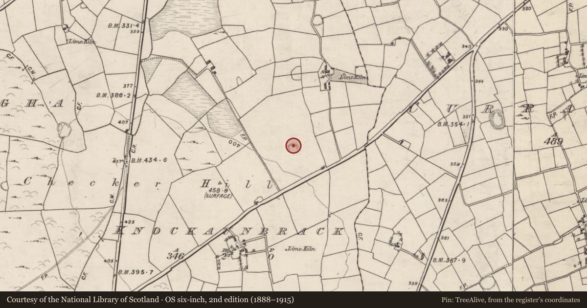 Ordnance Survey six-inch map, 2nd edition (1888–1915) covering the location of Ringfort - rath, Knockaunbrack, County Galway, with a pin at the register's coordinates