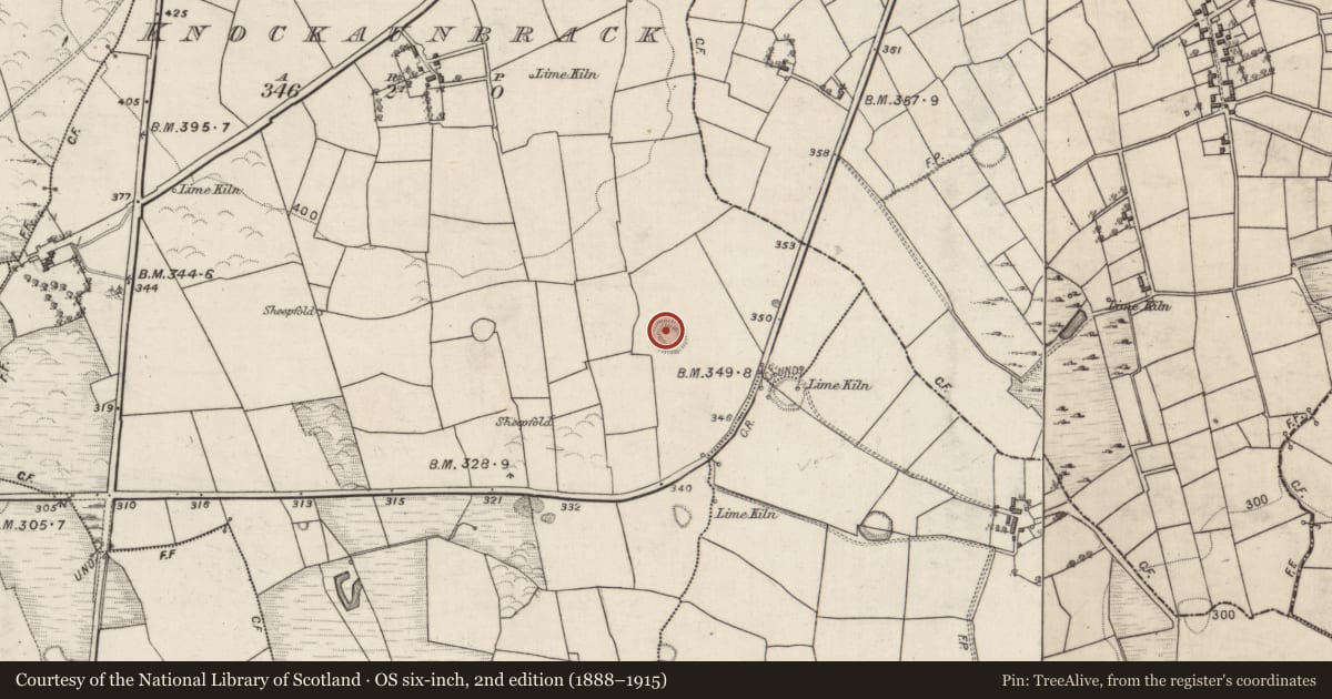 Ordnance Survey six-inch map, 2nd edition (1888–1915) covering the location of Souterrain, Knockaunbrack, County Galway, with a pin at the register's coordinates