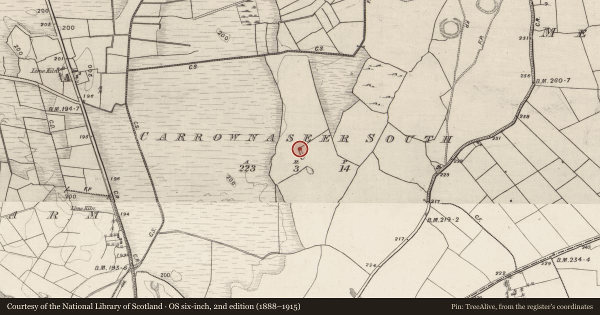 Ordnance Survey six-inch map, 2nd edition (1888–1915) covering the location of Quarry, Carrownaseer South, County Galway, with a pin at the register's coordinates