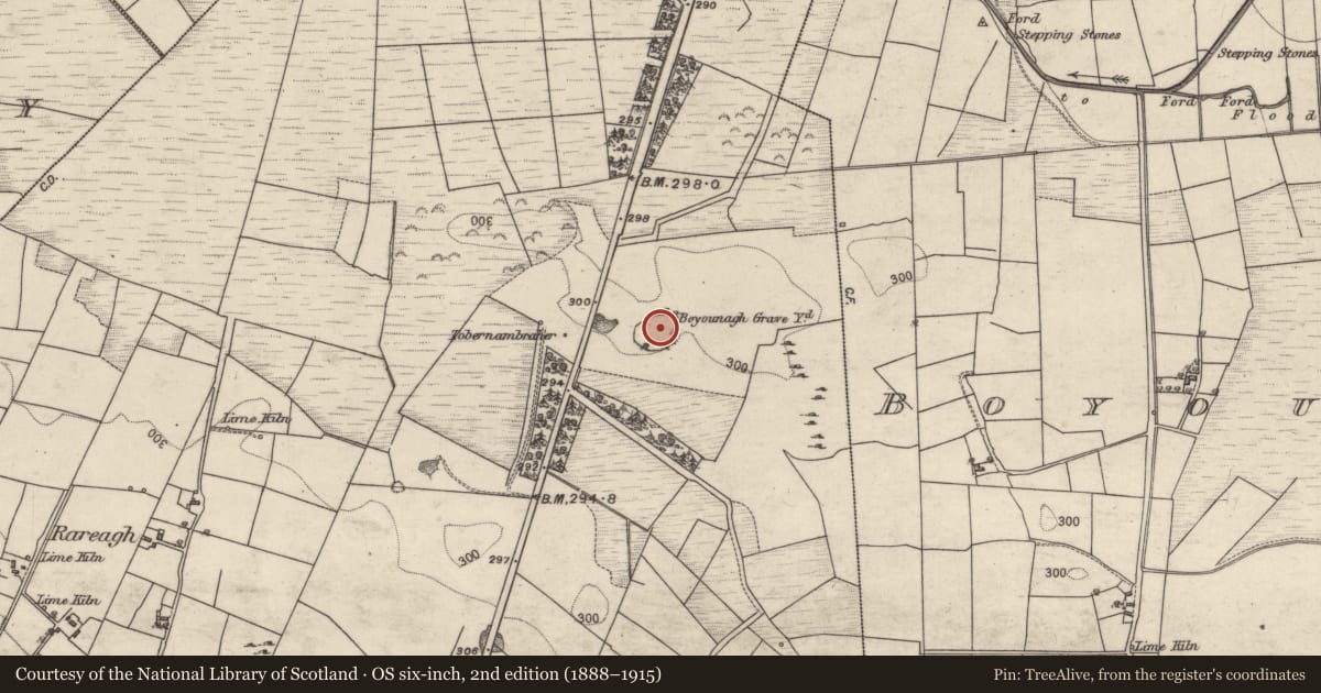 Ordnance Survey six-inch map, 2nd edition (1888–1915) covering the location of Ecclesiastical site, Cashel, County Galway, with a pin at the register's coordinates