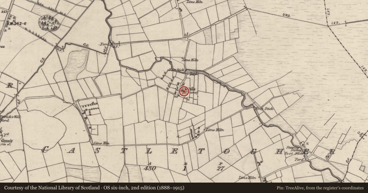 Ordnance Survey six-inch map, 2nd edition (1888–1915) covering the location of Castle - unclassified, Castletogher, County Galway, with a pin at the register's coordinates