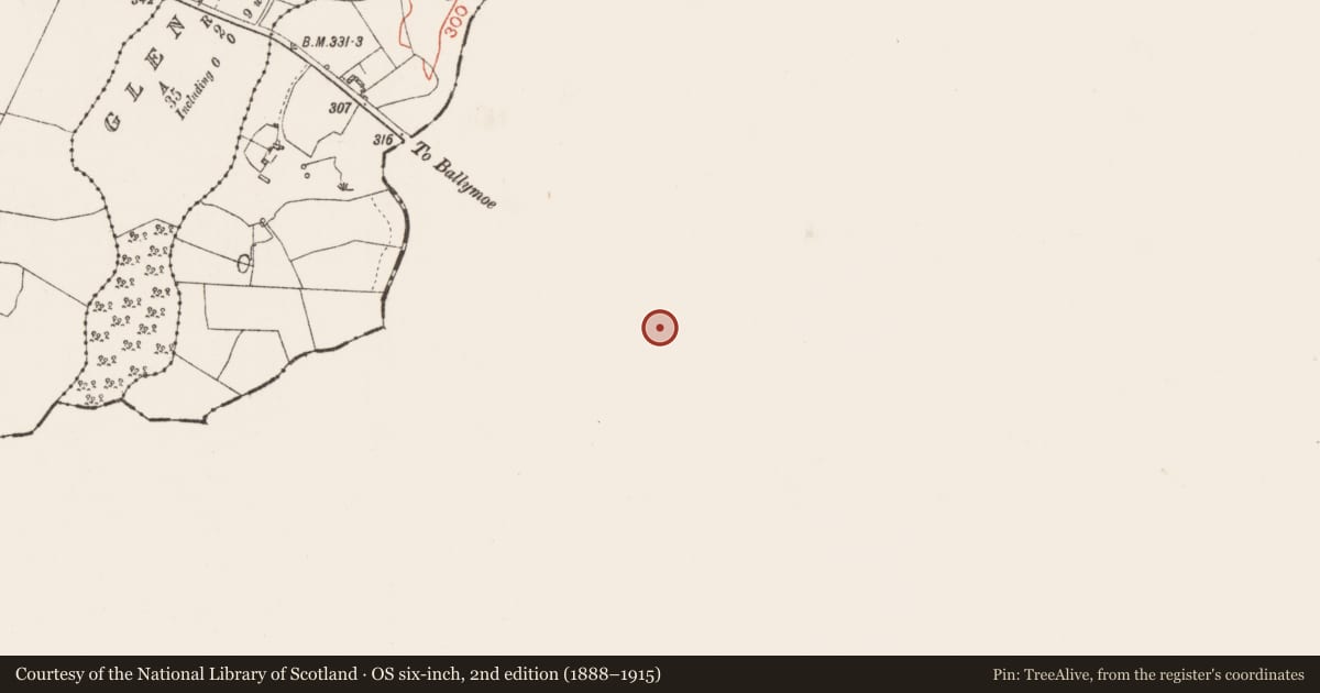 Ordnance Survey six-inch map, 2nd edition (1888–1915) covering the location of Enclosure, Kildaree, County Galway, with a pin at the register's coordinates