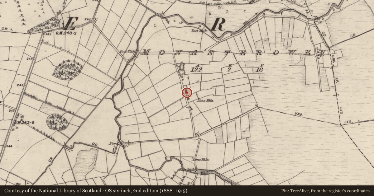 Ordnance Survey six-inch map, 2nd edition (1888–1915) covering the location of House - 18th/19th century, Monasterowen, County Galway, with a pin at the register's coordinates