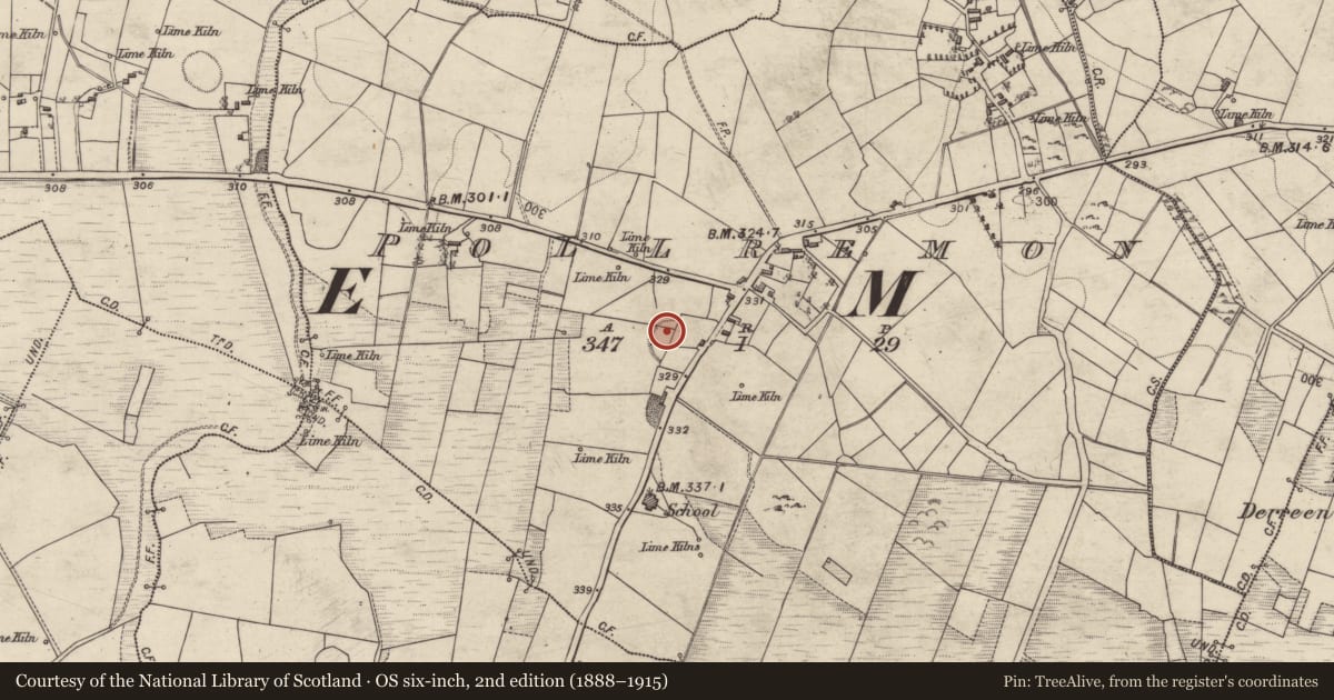 Ordnance Survey six-inch map, 2nd edition (1888–1915) covering the location of Ringfort - rath, Pollremon, County Galway, with a pin at the register's coordinates