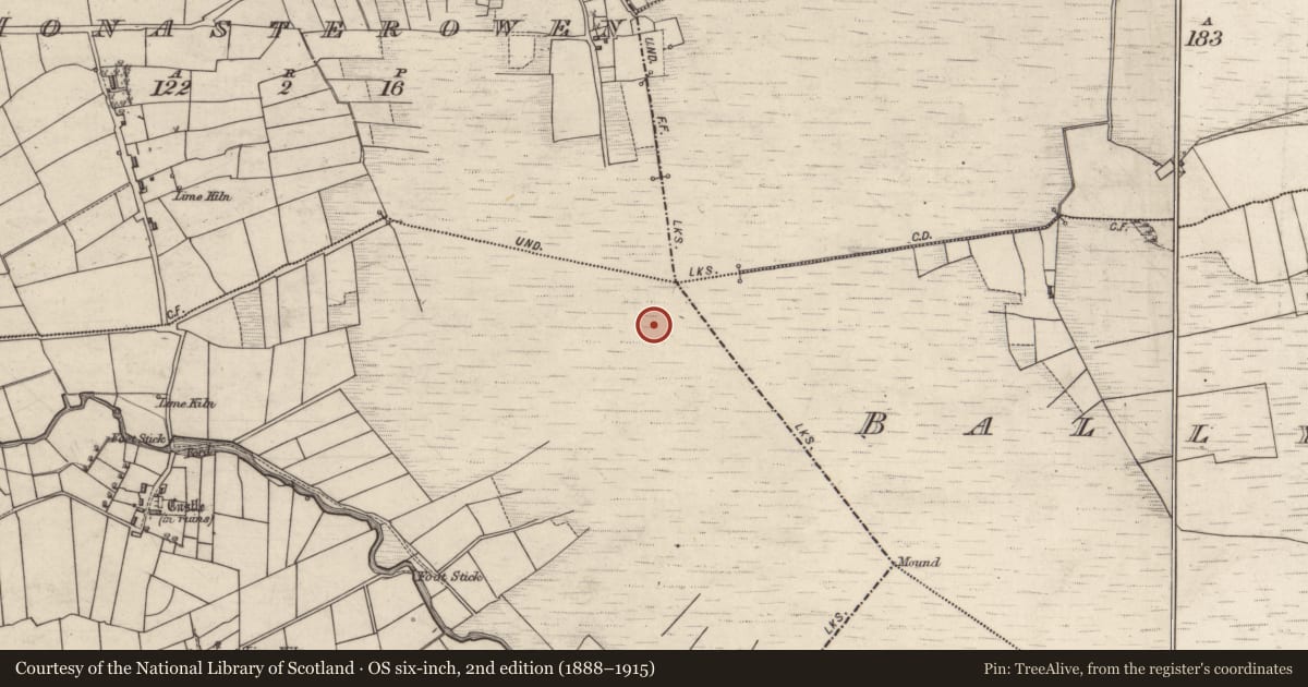 Ordnance Survey six-inch map, 2nd edition (1888–1915) covering the location of Battlefield, Castletogher, County Galway, with a pin at the register's coordinates