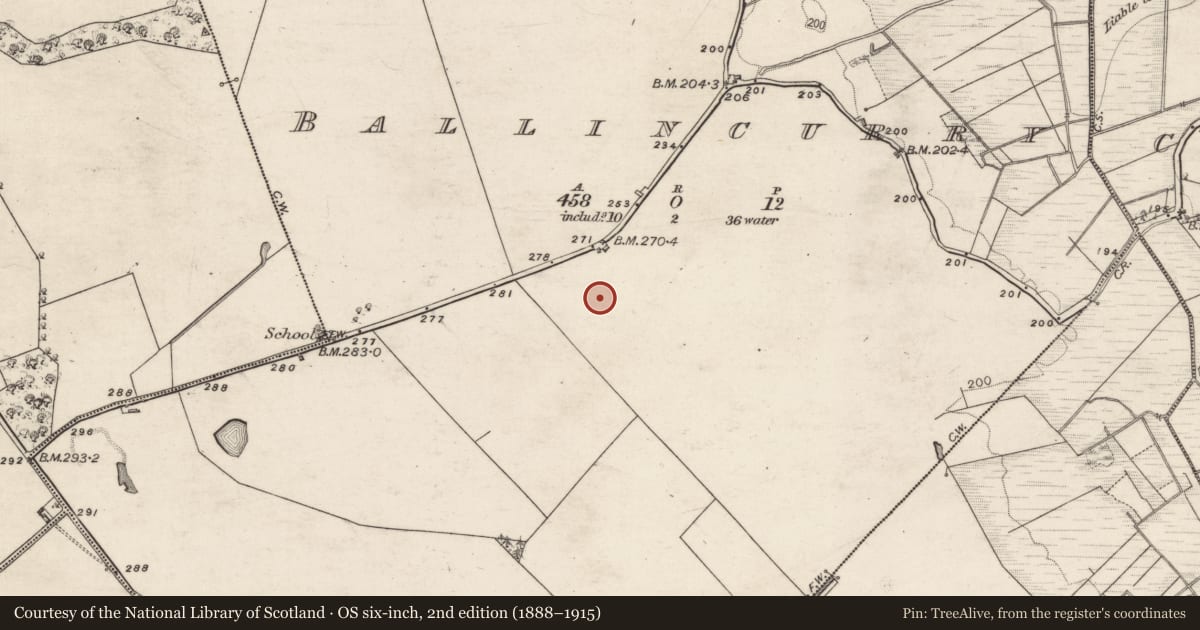 Ordnance Survey six-inch map, 2nd edition (1888–1915) covering the location of Enclosure, Ballincurry, County Galway, with a pin at the register's coordinates