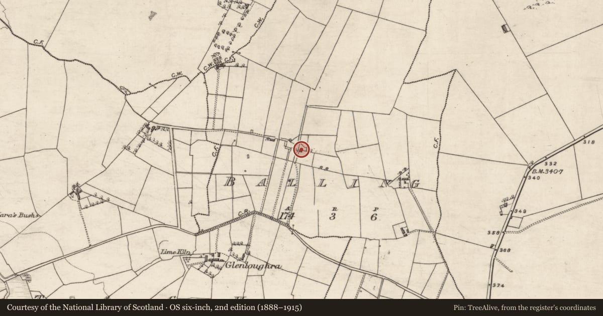 Ordnance Survey six-inch map, 2nd edition (1888–1915) covering the location of House - 18th/19th century, Balling, County Galway, with a pin at the register's coordinates