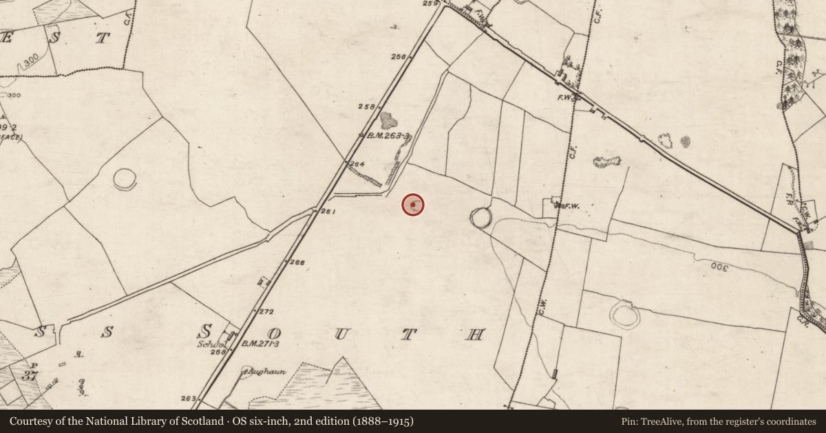 Ordnance Survey six-inch map, 2nd edition (1888–1915) covering the location of Enclosure, Ballyglass South, County Galway, with a pin at the register's coordinates