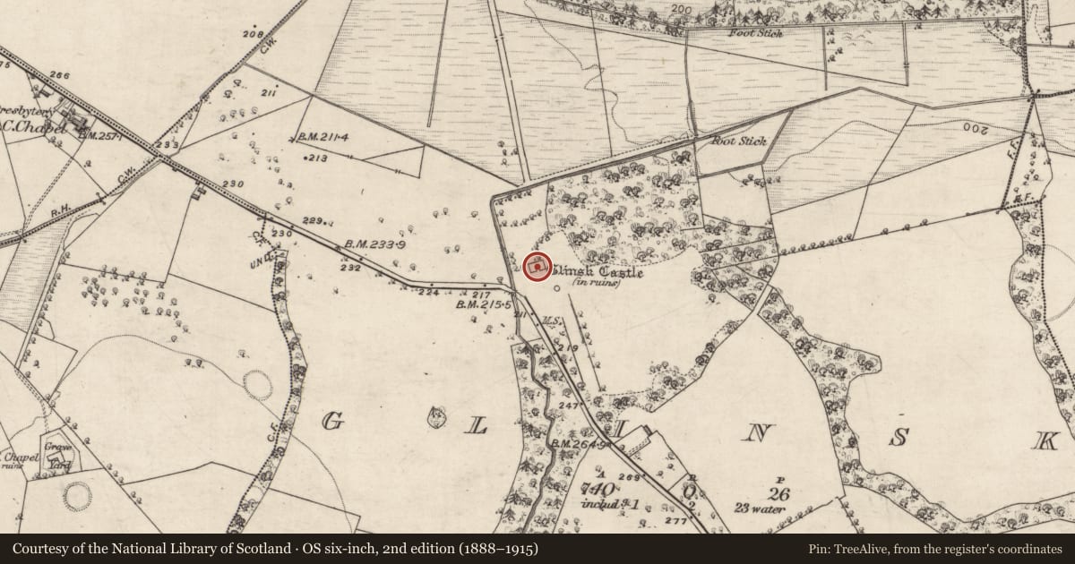 Ordnance Survey six-inch map, 2nd edition (1888–1915) covering the location of Architectural fragment, Glinsk, County Galway, with a pin at the register's coordinates