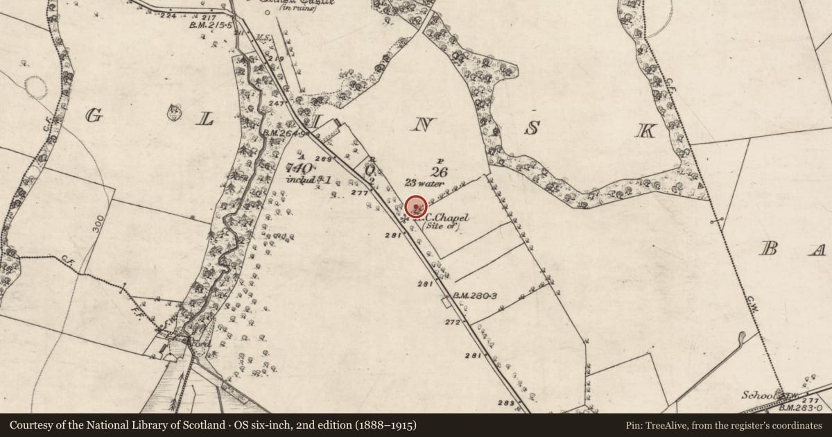 Ordnance Survey six-inch map, 2nd edition (1888–1915) covering the location of Enclosure, Glinsk, County Galway, with a pin at the register's coordinates