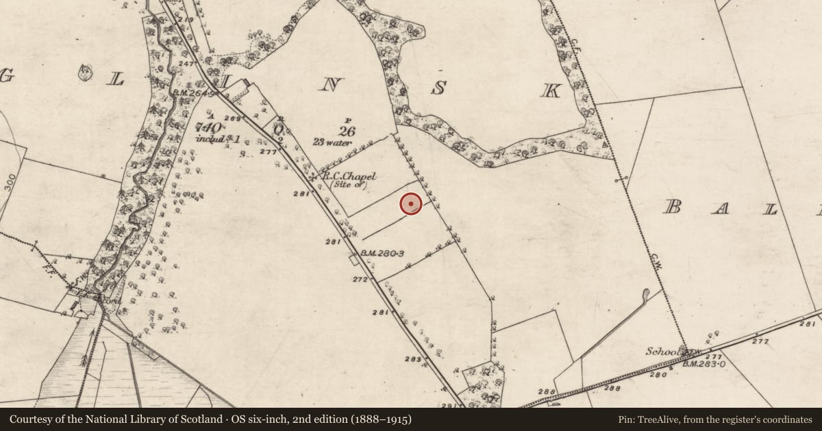 Ordnance Survey six-inch map, 2nd edition (1888–1915) covering the location of Earthwork, Glinsk, County Galway, with a pin at the register's coordinates