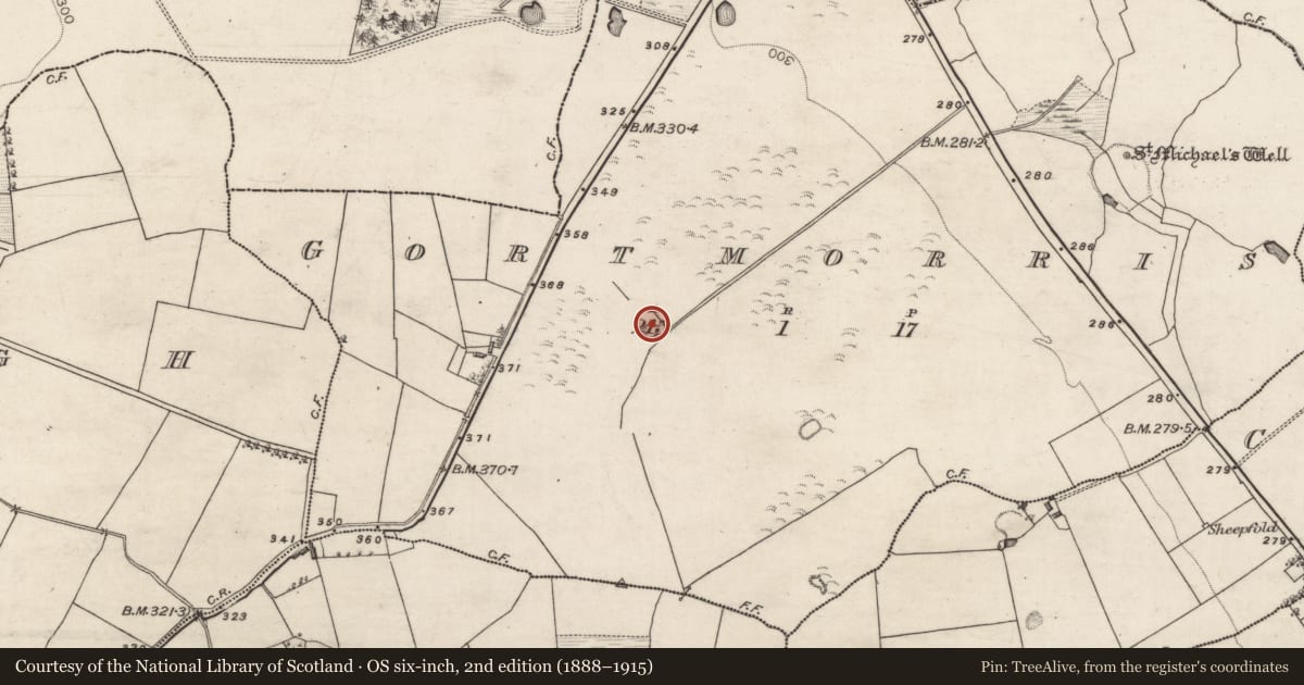 Ordnance Survey six-inch map, 2nd edition (1888–1915) covering the location of Quarry, Gortmorris, County Galway, with a pin at the register's coordinates