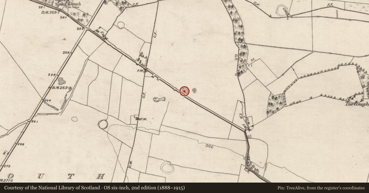 Ordnance Survey six-inch map, 2nd edition (1888–1915) covering the location of Penal Mass station, Kilcooley, County Galway, with a pin at the register's coordinates