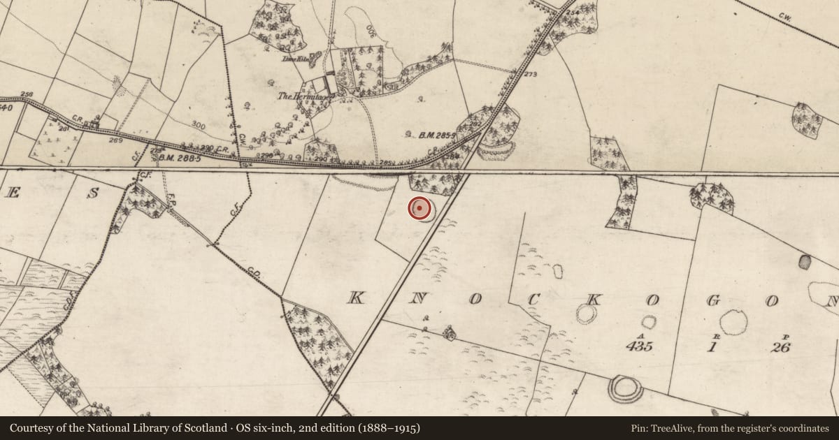 Ordnance Survey six-inch map, 2nd edition (1888–1915) covering the location of Enclosure, Knockogonnell, County Galway, with a pin at the register's coordinates