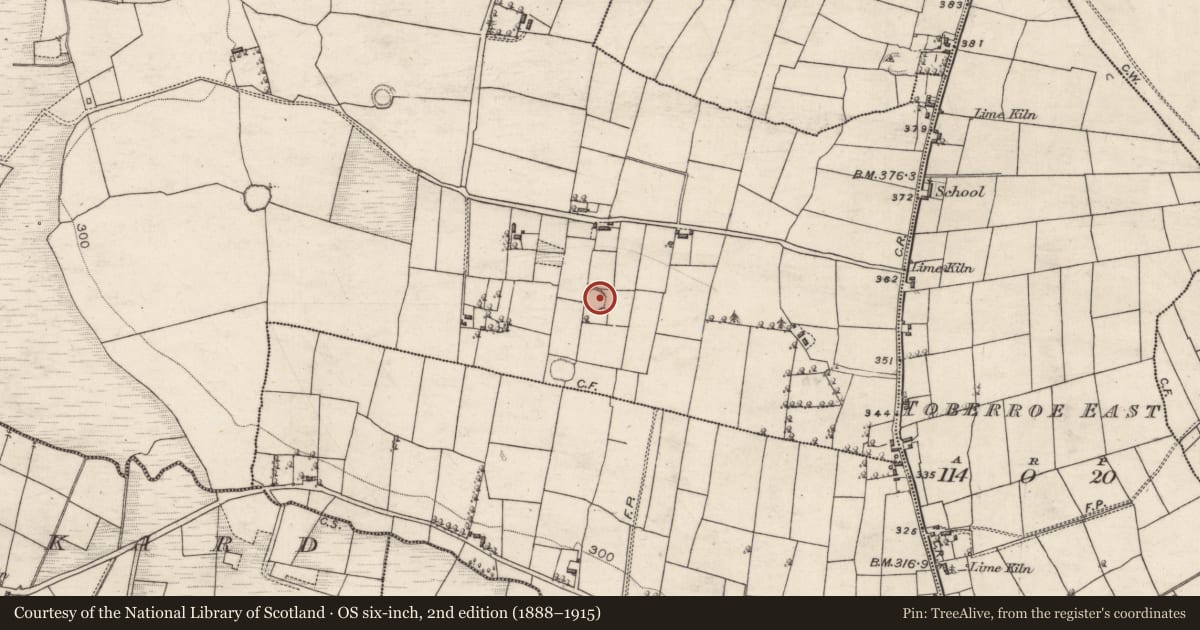 Ordnance Survey six-inch map, 2nd edition (1888–1915) covering the location of Ringfort - rath, Oughtagh, County Galway, with a pin at the register's coordinates