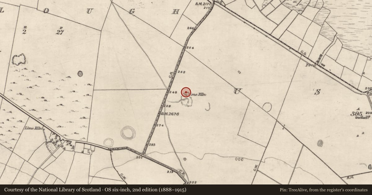 Ordnance Survey six-inch map, 2nd edition (1888–1915) covering the location of Kiln - lime, Ussey, County Galway, with a pin at the register's coordinates