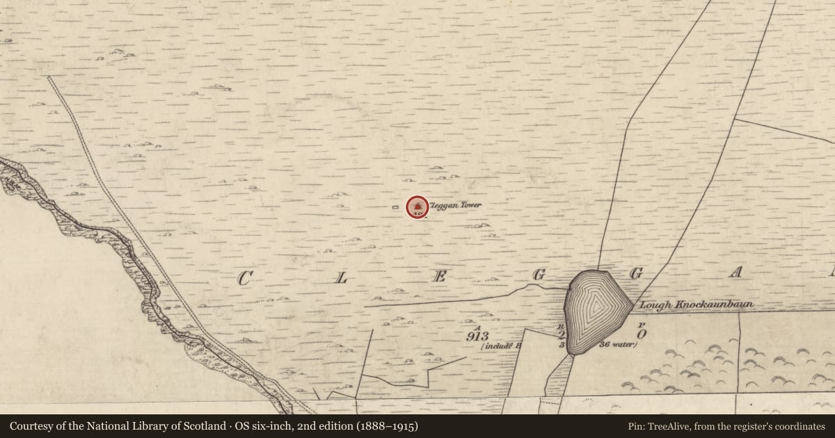 Ordnance Survey six-inch map, 2nd edition (1888–1915) covering the location of Signal tower, Cleggan, County Galway, with a pin at the register's coordinates