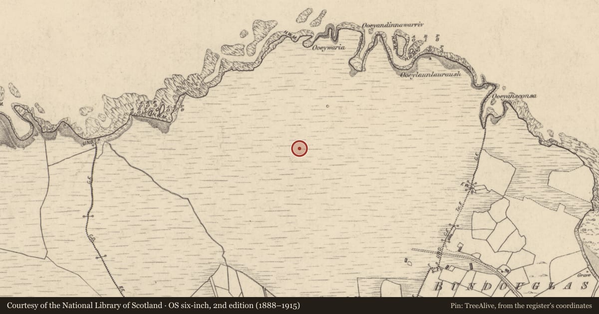 Ordnance Survey six-inch map, 2nd edition (1888–1915) covering the location of Field system, Ballynew, County Galway, with a pin at the register's coordinates