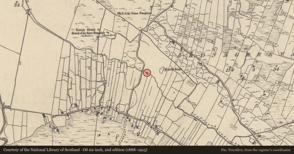 Ordnance Survey six-inch map, 2nd edition (1888–1915) covering the location of Fulacht fia, Cashleen, County Galway, with a pin at the register's coordinates
