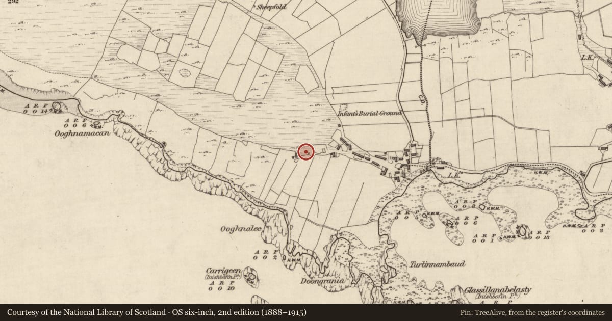 Ordnance Survey six-inch map, 2nd edition (1888–1915) covering the location of Ritual site - holy well, Westquarter, County Galway, with a pin at the register's coordinates