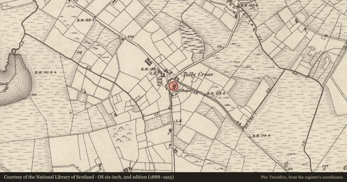 Ordnance Survey six-inch map, 2nd edition (1888–1915) covering the location of Chapel, Derryherbert, County Galway, with a pin at the register's coordinates