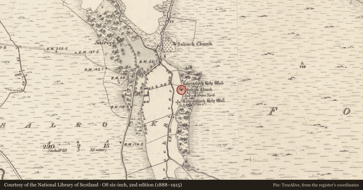 Ordnance Survey six-inch map, 2nd edition (1888–1915) covering the location of Church, Foher, County Galway, with a pin at the register's coordinates