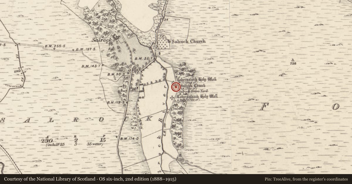 Ordnance Survey six-inch map, 2nd edition (1888–1915) covering the location of Graveyard, Foher, County Galway, with a pin at the register's coordinates