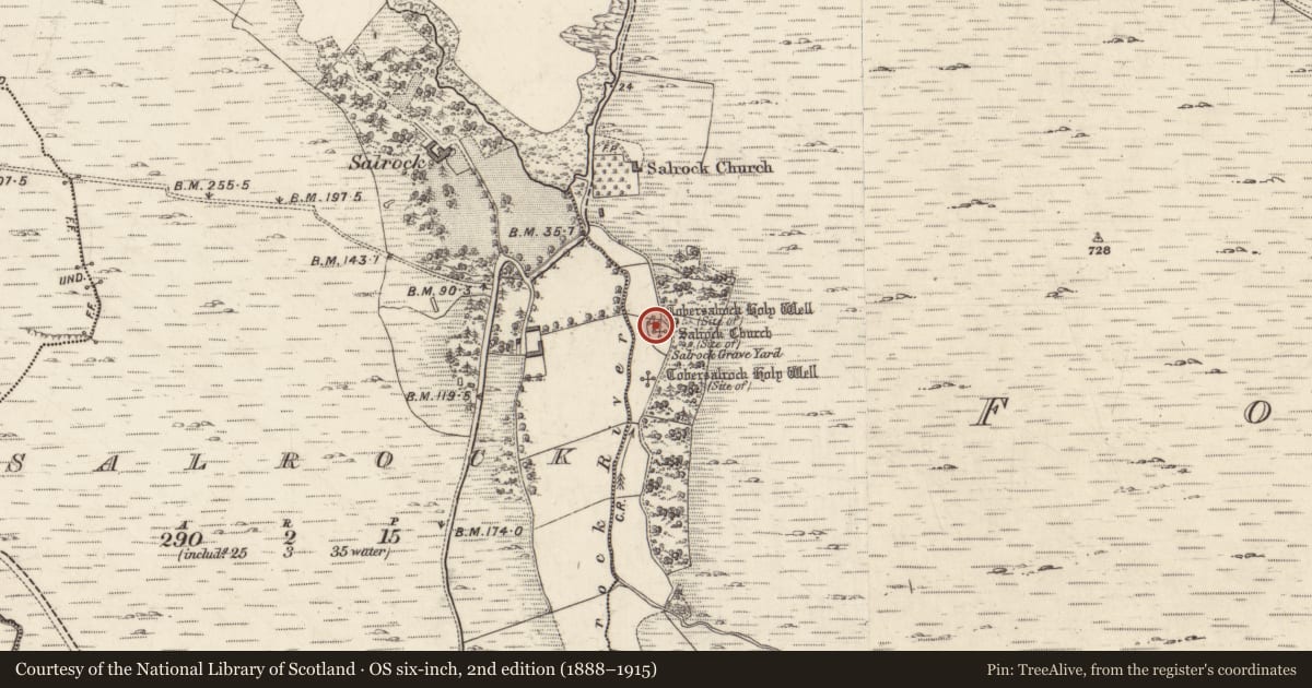 Ordnance Survey six-inch map, 2nd edition (1888–1915) covering the location of Ritual site - holy well, Foher, County Galway, with a pin at the register's coordinates