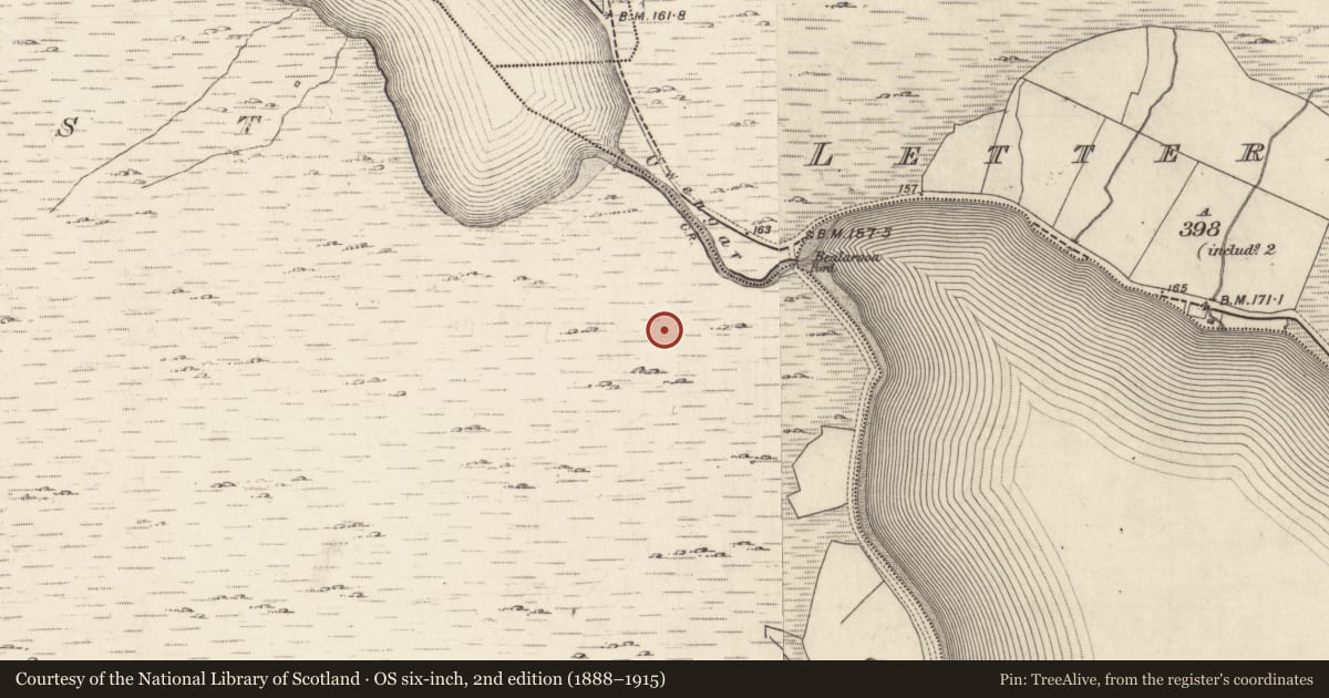 Ordnance Survey six-inch map, 2nd edition (1888–1915) covering the location of Ringfort - cashel, Lettergesh East, County Galway, with a pin at the register's coordinates