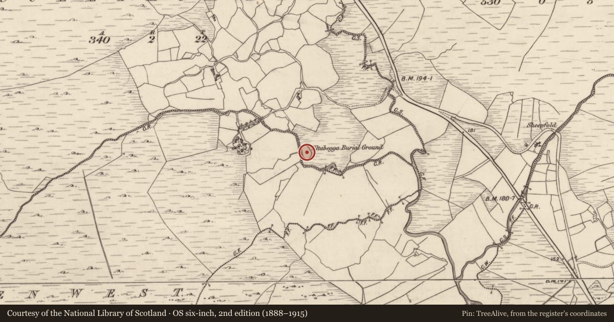 Ordnance Survey six-inch map, 2nd edition (1888–1915) covering the location of Graveyard, Culliagh Beg, County Galway, with a pin at the register's coordinates