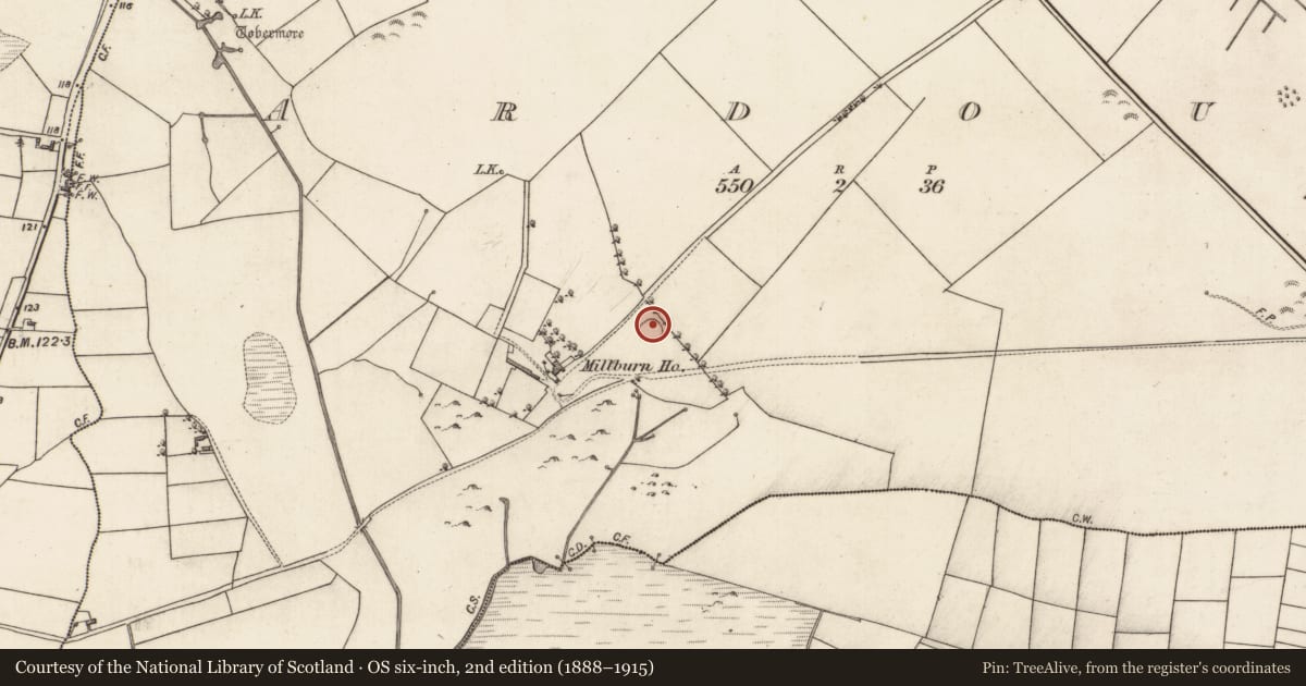 Ordnance Survey six-inch map, 2nd edition (1888–1915) covering the location of Enclosure, Ardour, County Galway, with a pin at the register's coordinates