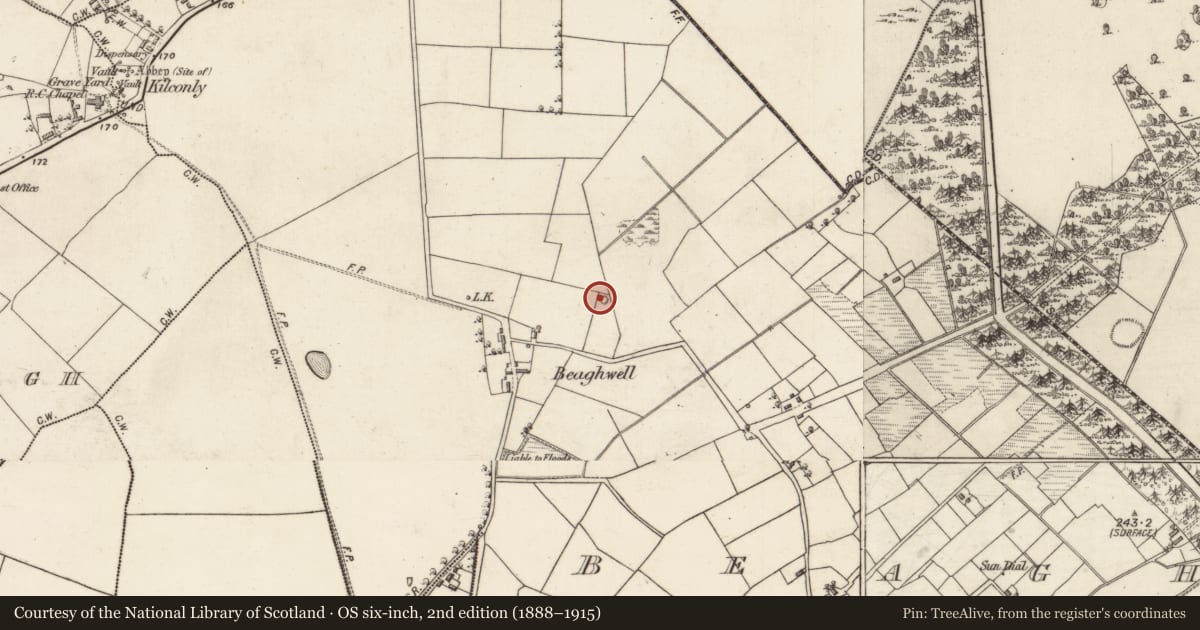 Ordnance Survey six-inch map, 2nd edition (1888–1915) covering the location of Barrow - unclassified, Beagh, County Galway, with a pin at the register's coordinates