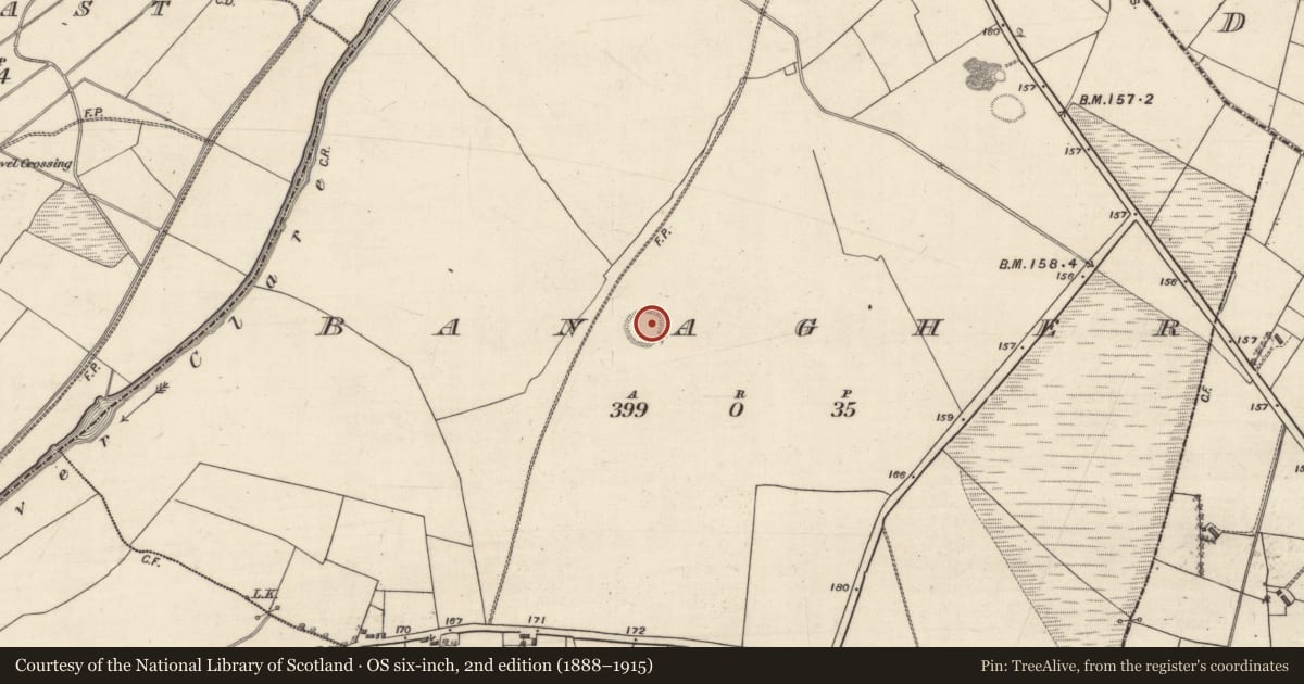 Ordnance Survey six-inch map, 2nd edition (1888–1915) covering the location of Field boundary, Banagher, County Galway, with a pin at the register's coordinates