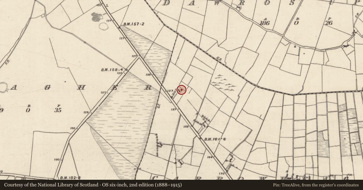 Ordnance Survey six-inch map, 2nd edition (1888–1915) covering the location of House - indeterminate date, Carrowreagh, County Galway, with a pin at the register's coordinates