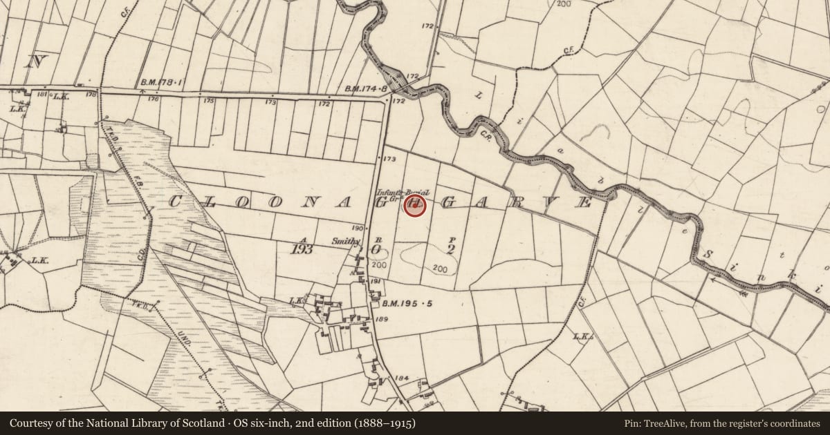 Ordnance Survey six-inch map, 2nd edition (1888–1915) covering the location of Ringfort - rath, Cloonaghgarve, County Galway, with a pin at the register's coordinates