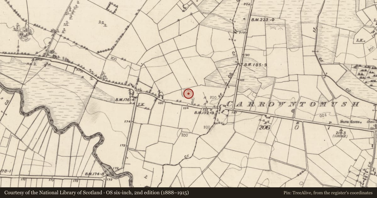 Ordnance Survey six-inch map, 2nd edition (1888–1915) covering the location of Ringfort - rath, Curraghaun, County Galway, with a pin at the register's coordinates