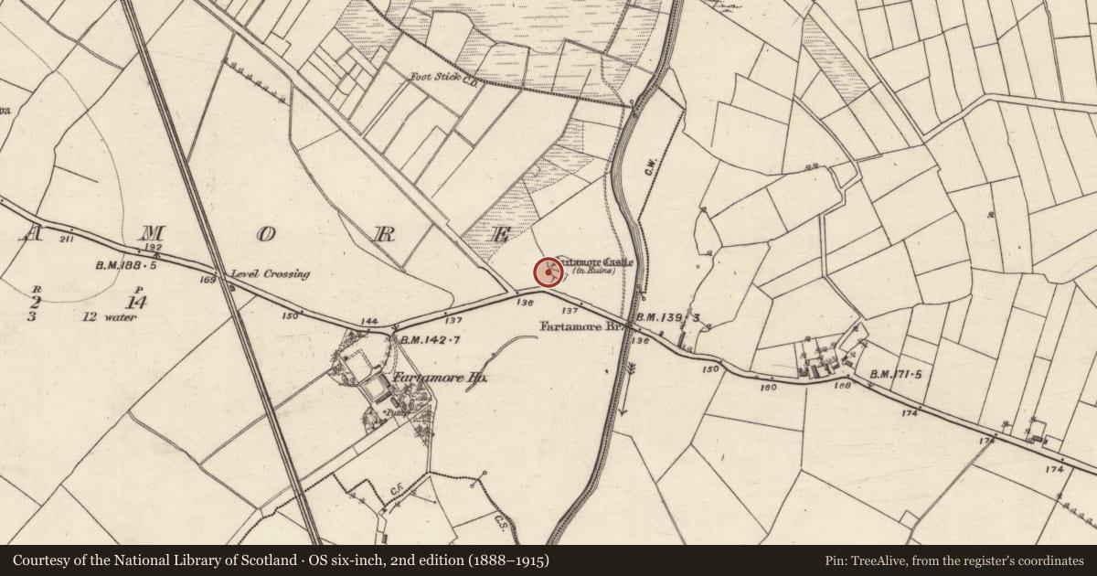 Ordnance Survey six-inch map, 2nd edition (1888–1915) covering the location of Earthwork, Fartamore, County Galway, with a pin at the register's coordinates